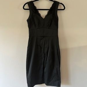 H&M Black Pencil Dress with Lace Detail Size 4